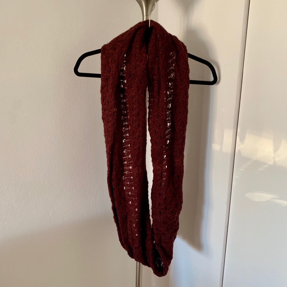 Wine Red Woven Infinity Scarf